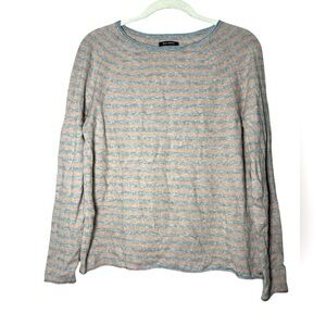 MARC O'POLO Pullover Sweater in Grey/Tan Stripe, Wool & Cashmere Blend Sz L